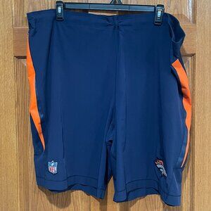NIKE NFL On Field Denver Broncos Football Men's 2XL Navy Blue Athletic Shorts